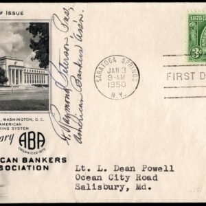 US 987 Autographed FDC Signed by F. Raymond Peterson, Pres. of Am. Bankers
