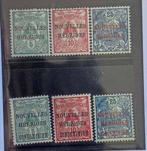 French Colonies and French Area - New Hebrides #1-3, 6-8 Unused/Hinged