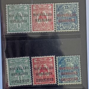 French Colonies and French Area - New Hebrides #1-3, 6-8 Unused/Hinged