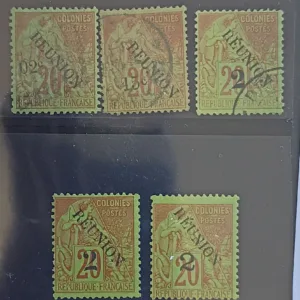 French Colonies and French Area - France-Reunion #29-33 Used/Unused