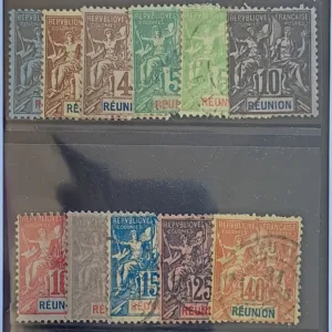 French Colonies and French Area - France-Reunion #34-42, 44, 47 Unused/Used/Hinged