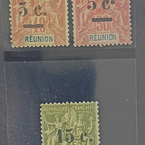 French Colonies and French Area - France-Reunion #56, 7, 9 Unused/Hinged Fine/VF