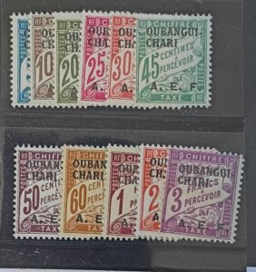 China - Ubangi Shari #J1-11 Unused/Hinged Fine/VF
