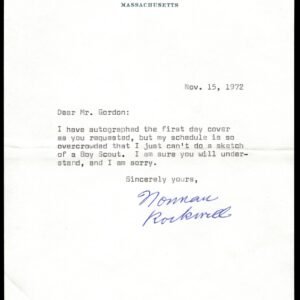US 1972 Letter Signed by Norman Rockwell