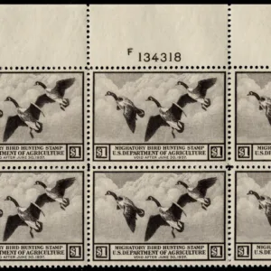 US RW3 NH VF UL Plate Block