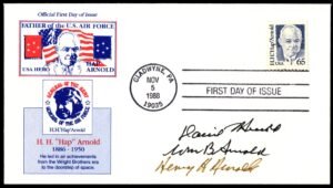 US 2191 FDC  Signed by Pilot H.H. "Hap" Arnold's 3 Sons