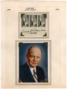 US 956 Strip of 3 Signed by Dwight Eisenhower as President