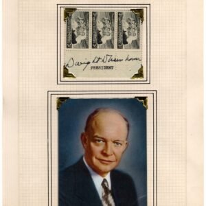 US 956 Strip of 3 Signed by Dwight Eisenhower as President