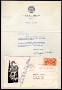 US 1948-49 #964 FDC & Letter Signed by Gov. Douglas McKay