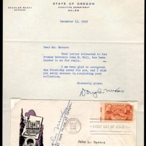 US 1948-49 #964 FDC & Letter Signed by Gov. Douglas McKay