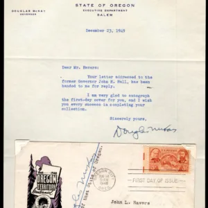 US 1948-49 #964 FDC & Letter Signed by Gov. Douglas McKay