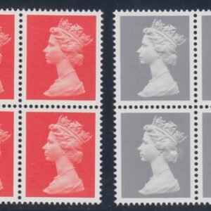 Great Britain 1997 XF NH Machin Essays By Courvoisier In Red-Orange & Grey Blocks Of 4