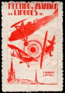 France 1931 Aviation Meet in Limoges Vignette, NH