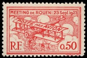 France 1923 Semi-Official Airmail Vignette Aviation Meet in Rouen, NH F-VF