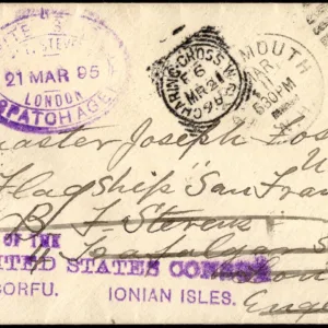 US 1895 Cover to USS San Francisco via BG Stevens & Consul Corfu