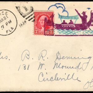 US Florida, Venice 707, U420 Fancy Cancel Cover , Tri-Color Gondola