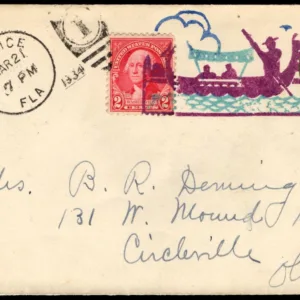 US Florida, Venice 707, U420 Fancy Cancel Cover , Tri-Color Gondola