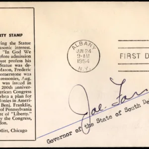 US 1035 FDC Signed Joseph J. Foss, Gov. of SD