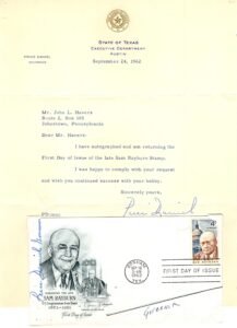 US 1202 FDC Signed by Governor Price Daniel of Texas, with Signed Letter