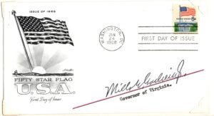 US 1338 FDC Signed by Mills E. Godwin, Gov. of VA