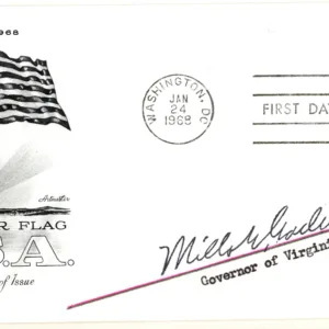 US 1338 FDC Signed by Mills E. Godwin, Gov. of VA