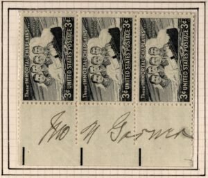 US 956 Strip of 3 Signed by John N. Gardner, Vice President to FDR