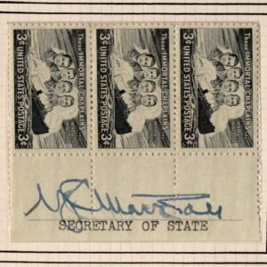 US 956 Strip of 3 Signed by James Forrestal, Sec. of Defense