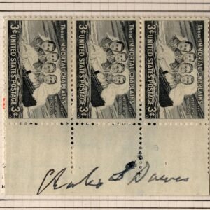 US 956 Strip of 3 Mint Signed by Vice President Charles G. Dawes.