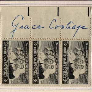 US 956 Strip of 3 Signed by Grace Coolidge