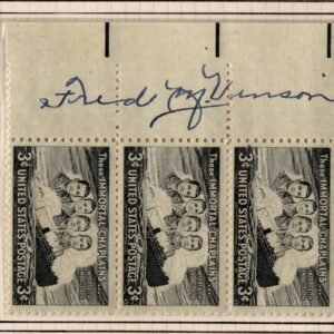 US 956 Strip of 3 Signed by Hon. Fred M. Vinson