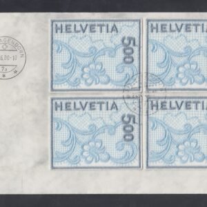 Swiss #1075 Embroidery Block of 4 on FDC