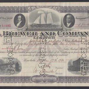 Hawaii 1930 C. Brown & Co. Stock Certificate